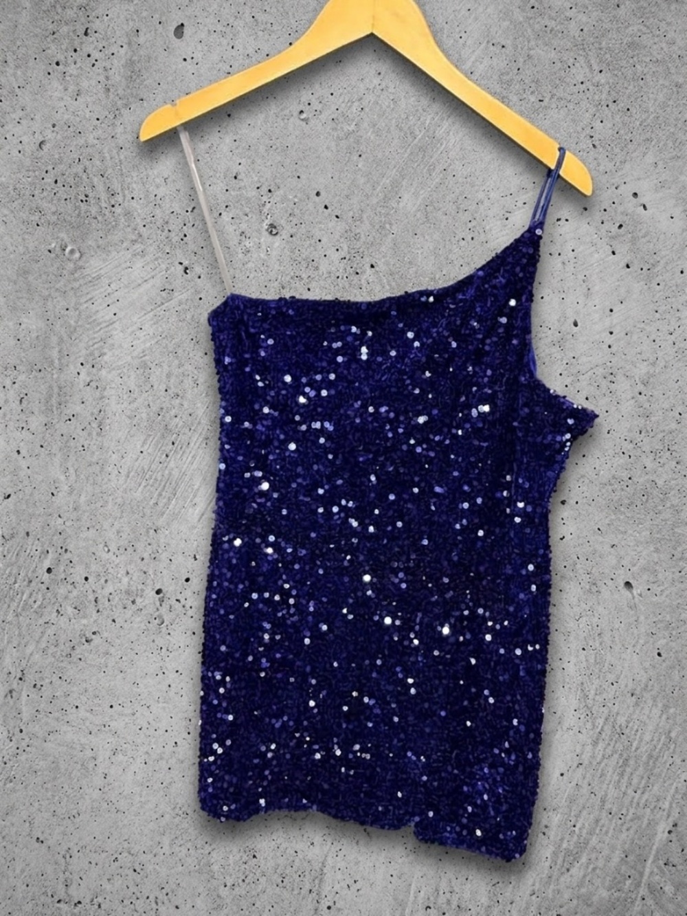 NEW Midnight Doll XL Royal Blue Sequin One Shoulder Mini Dress Prom Party